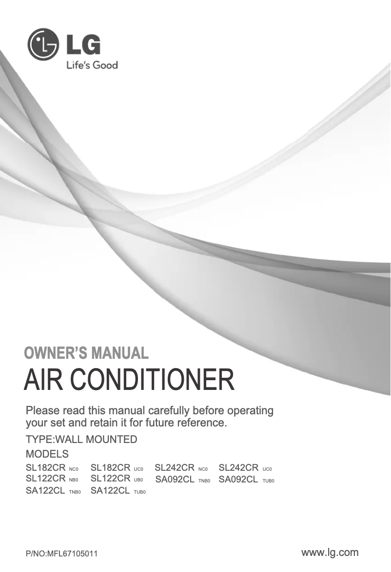 Page 1 de la notice Manuel utilisateur LG SA122CL