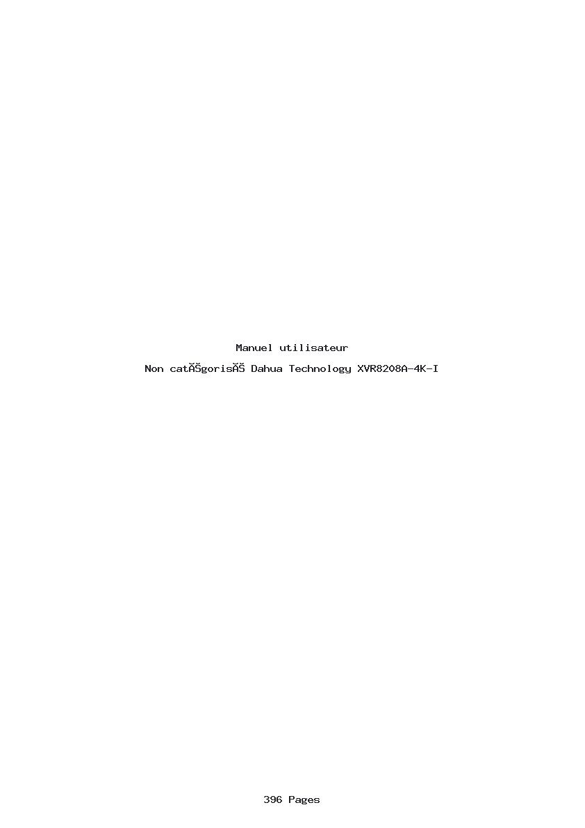 Page 1 de la notice Manuel utilisateur Dahua Technology XVR8208A-4K-I