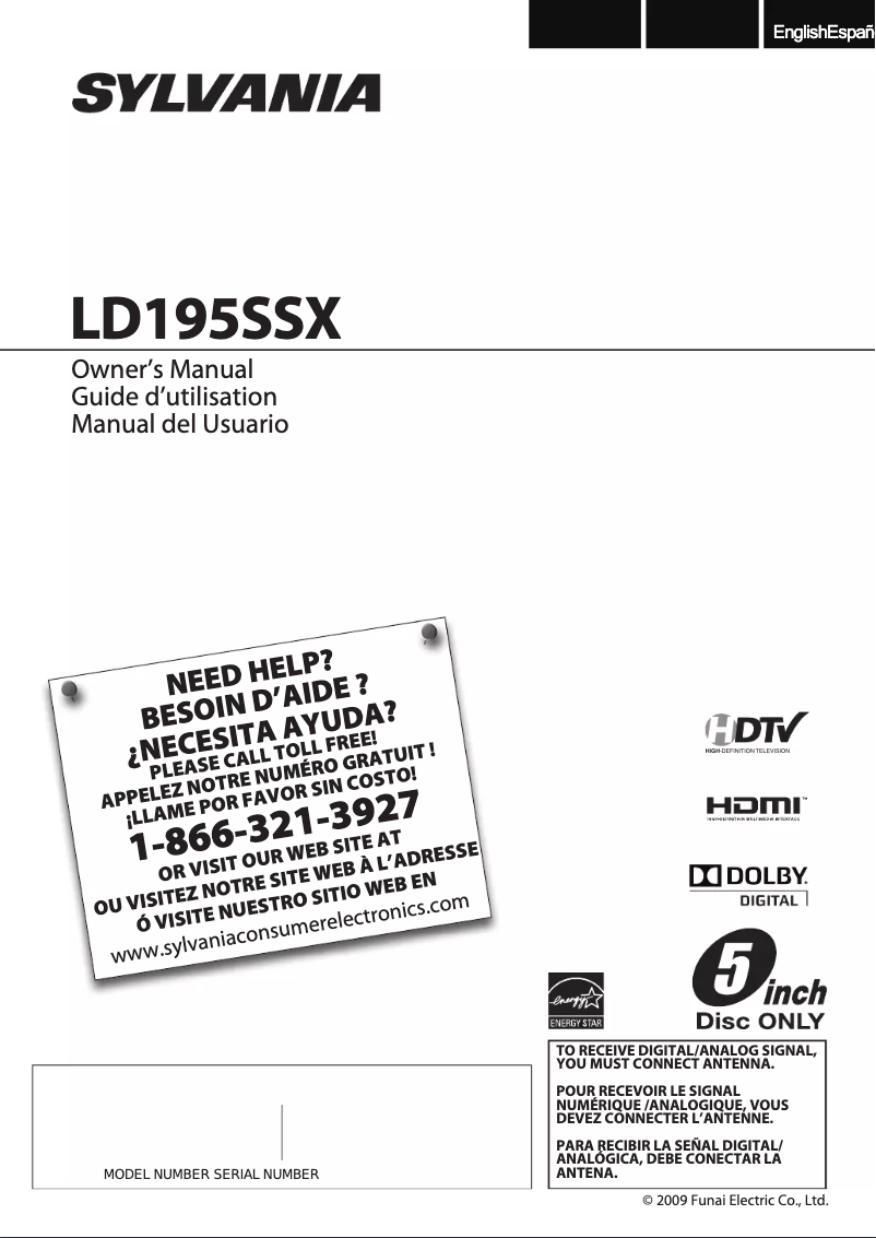 Page 1 de la notice Manuel utilisateur Sylvania LD195SSX