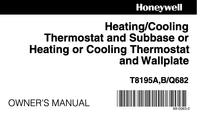 Page 1 de la notice Manuel utilisateur Honeywell T8195A