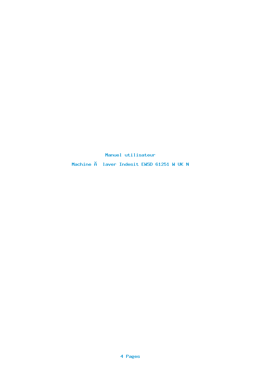 Page 1 de la notice Manuel utilisateur Indesit EWSD 61251 W UK N