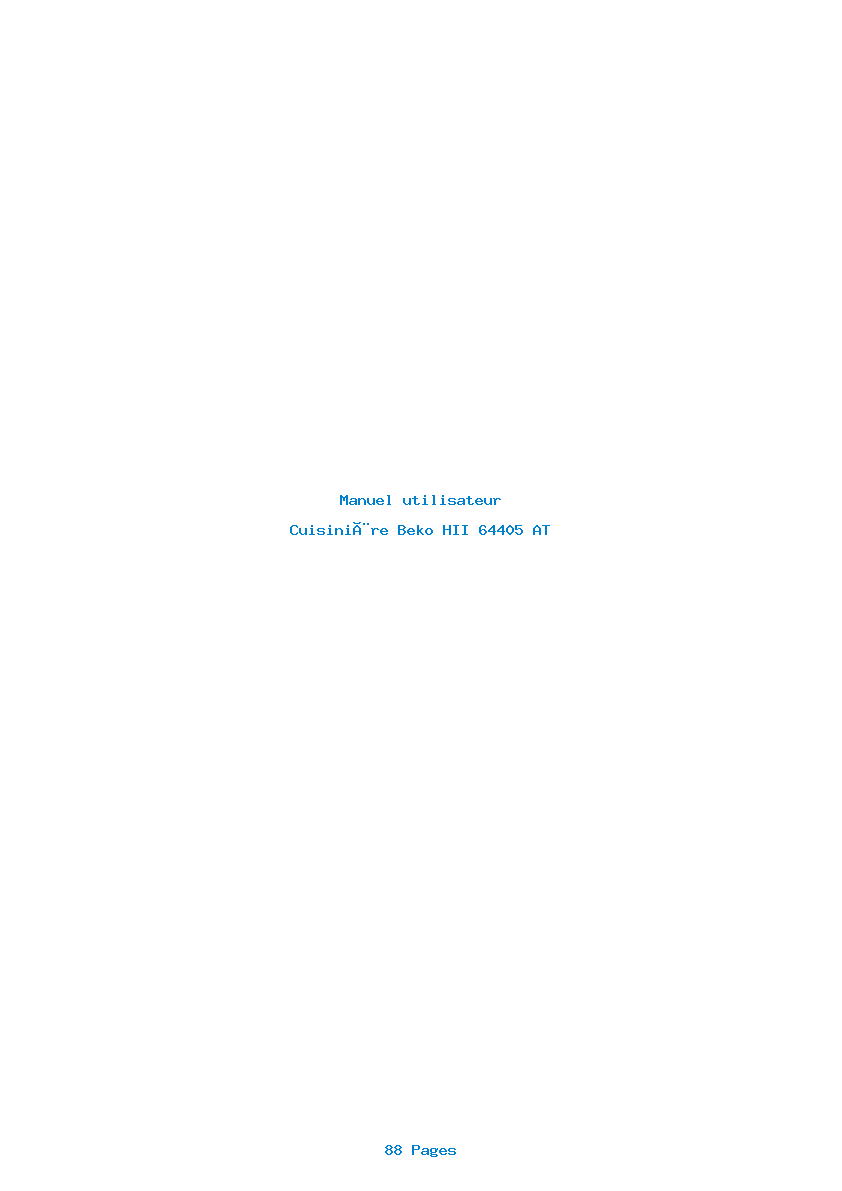 Page 1 de la notice Manuel utilisateur Beko HII 64405 AT