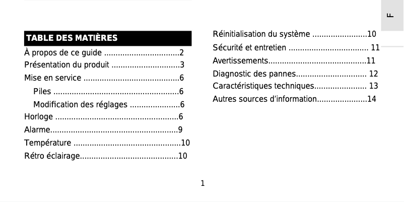 Page 1 de la notice Manuel utilisateur Oregon Scientific FST301