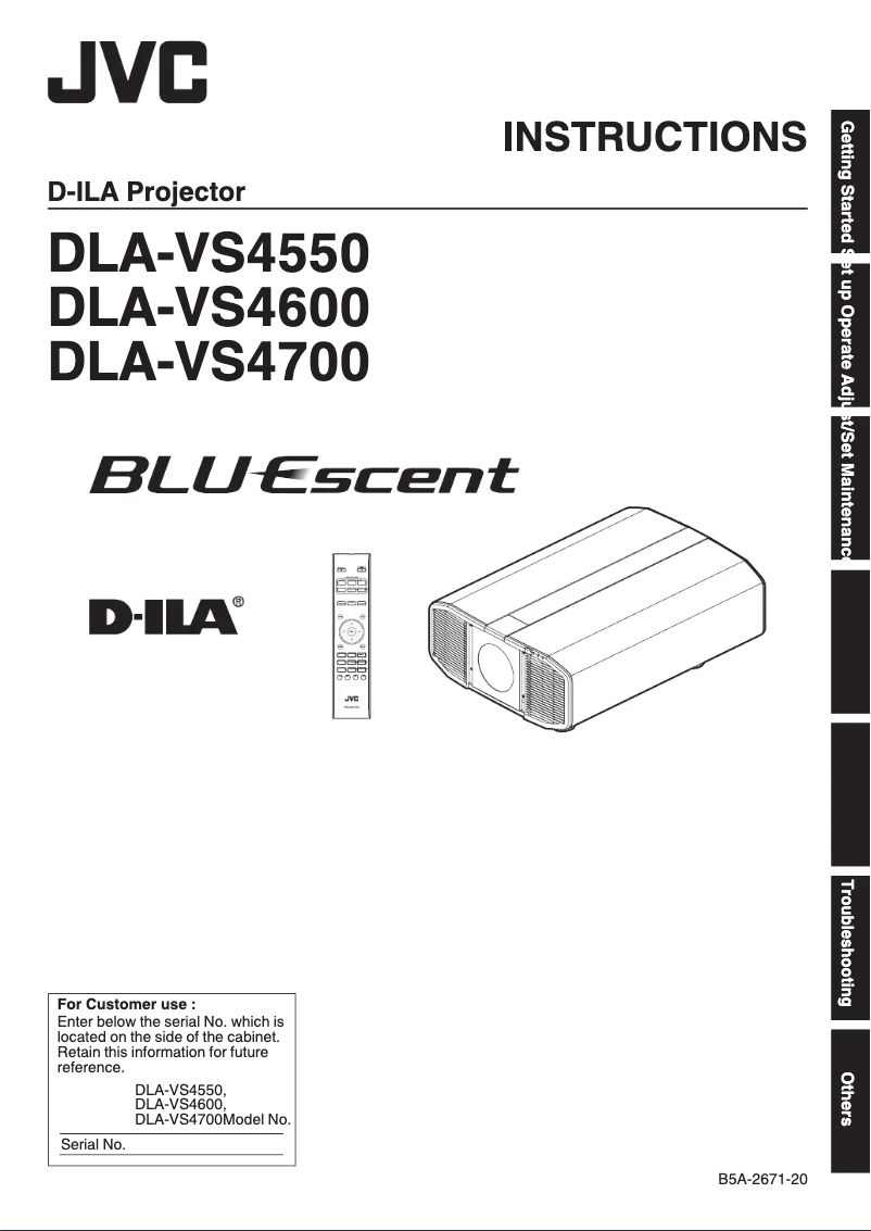 Page 1 of the manual User Manual JVC DLA-VS4700