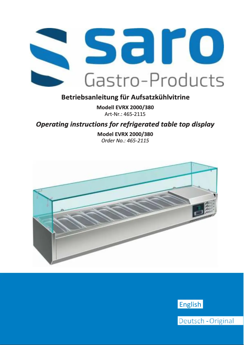 Page 1 de la notice Manuel utilisateur Saro EVRX 2000/380