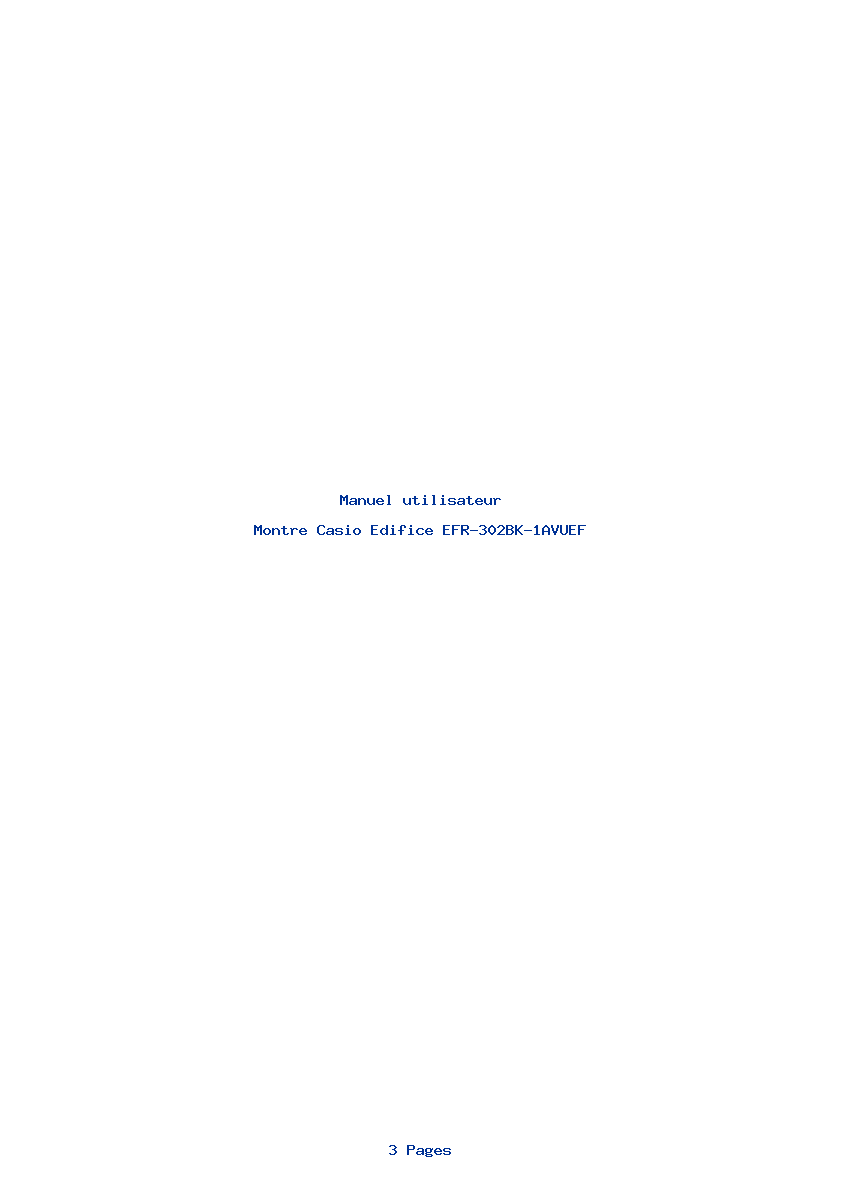 Page 1 de la notice Manuel utilisateur Casio Edifice EFR-302BK-1AVUEF