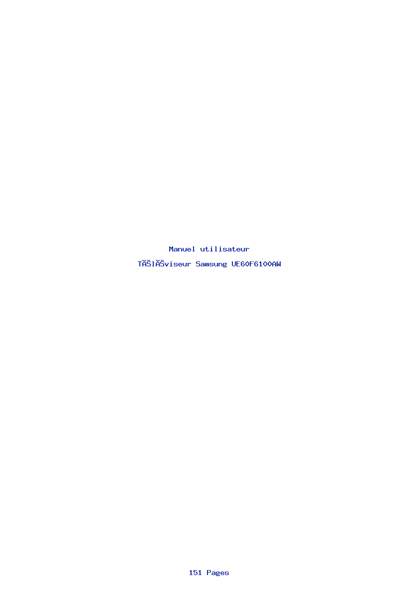 Page 1 de la notice Manuel utilisateur Samsung UE60F6100AW