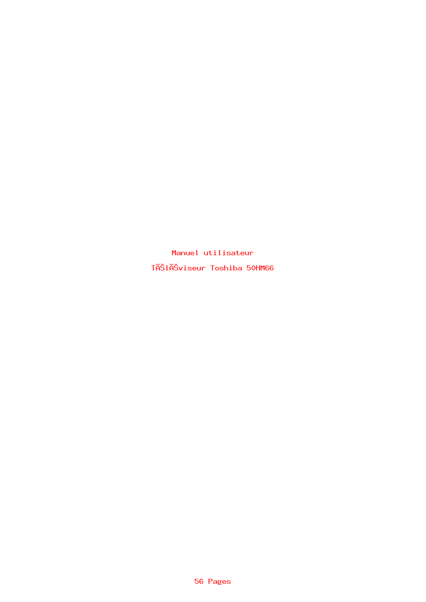 Page 1 de la notice Manuel utilisateur Toshiba 50HM66