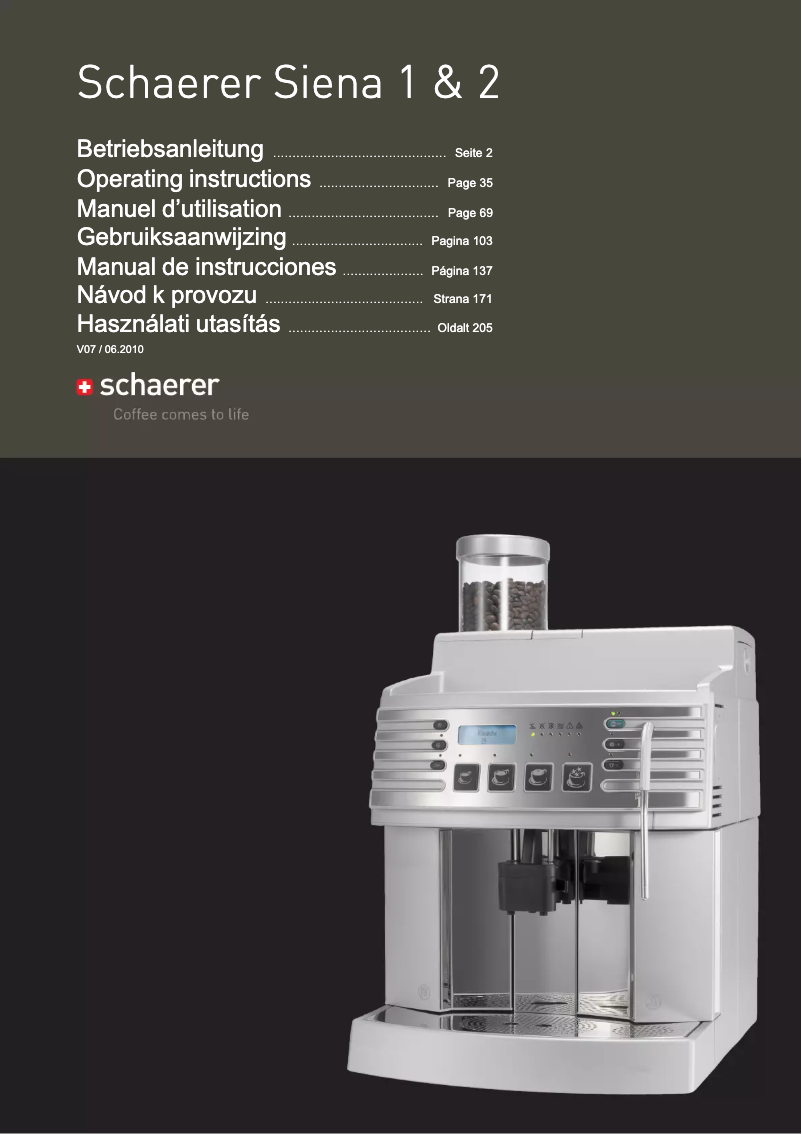 Página 1 del manual Manual de usuario Schaerer Siena 2