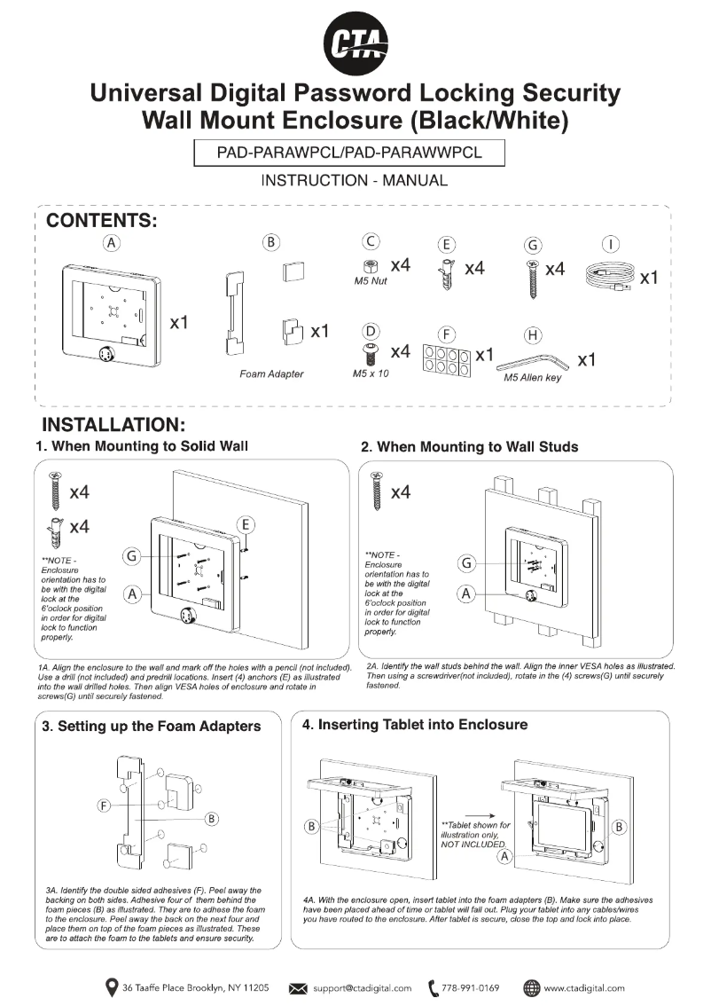 Page 1 de la notice Manuel utilisateur CTA Digital PAD-PARAW