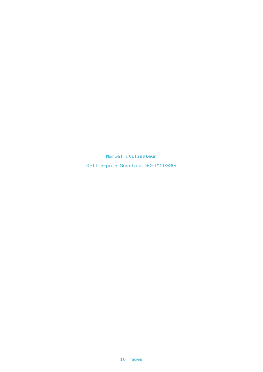 Page 1 de la notice Manuel utilisateur Scarlett SC-TM11006R