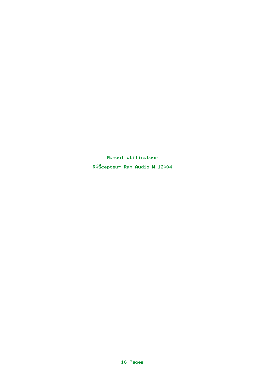 Page 1 de la notice Manuel utilisateur Ram Audio W 12004