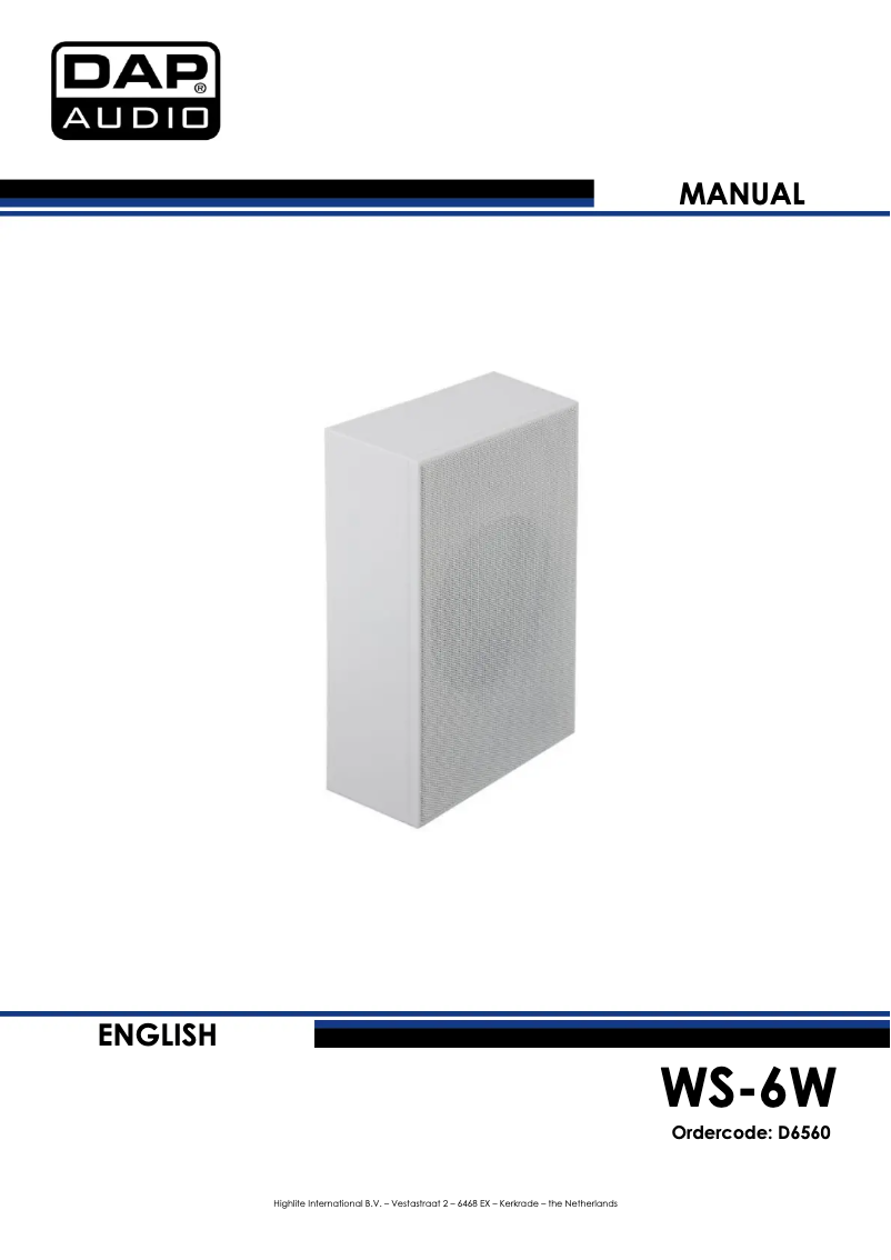 Page 1 de la notice Manuel utilisateur DAP-Audio WS-6W