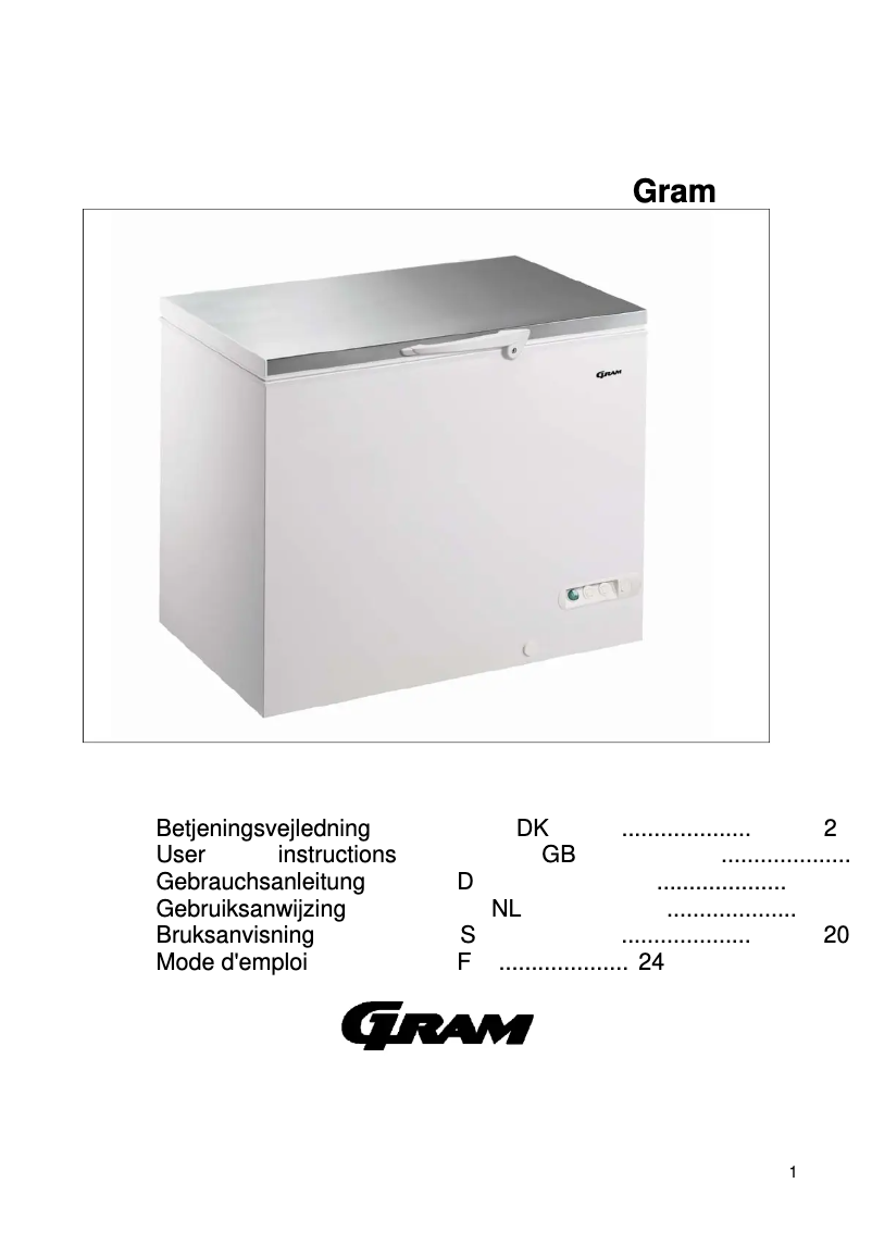 Page 1 de la notice Manuel utilisateur Gram CF 21560