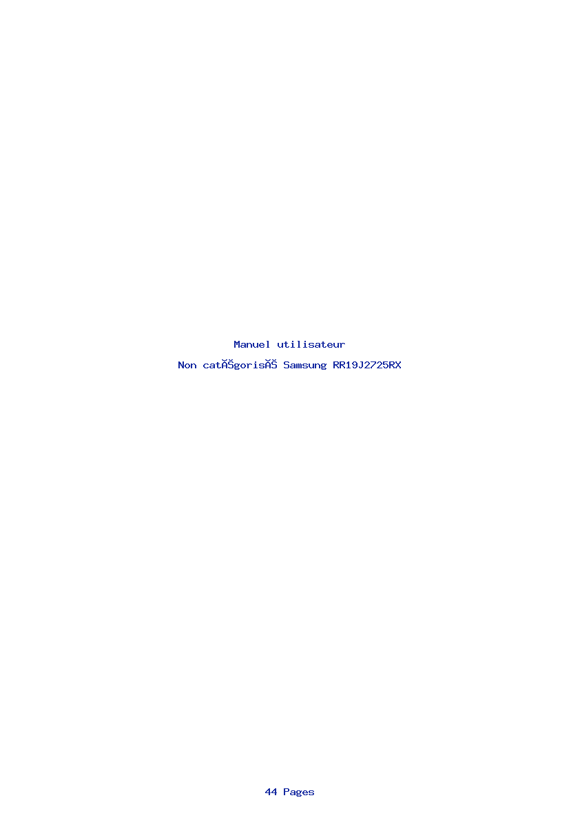 Page 1 de la notice Manuel utilisateur Samsung RR19J2725RX