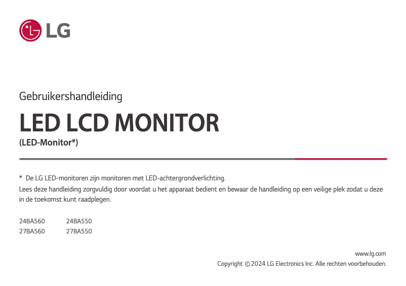 Page 1 de la notice Manuel utilisateur LG 27BA550