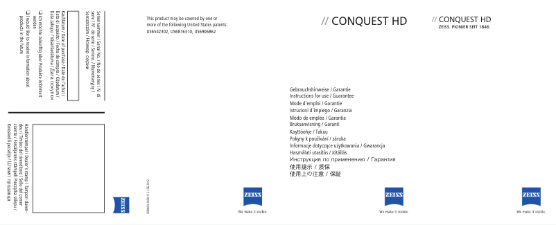 Page 1 de la notice Manuel utilisateur Zeiss Conquest HD 10x32