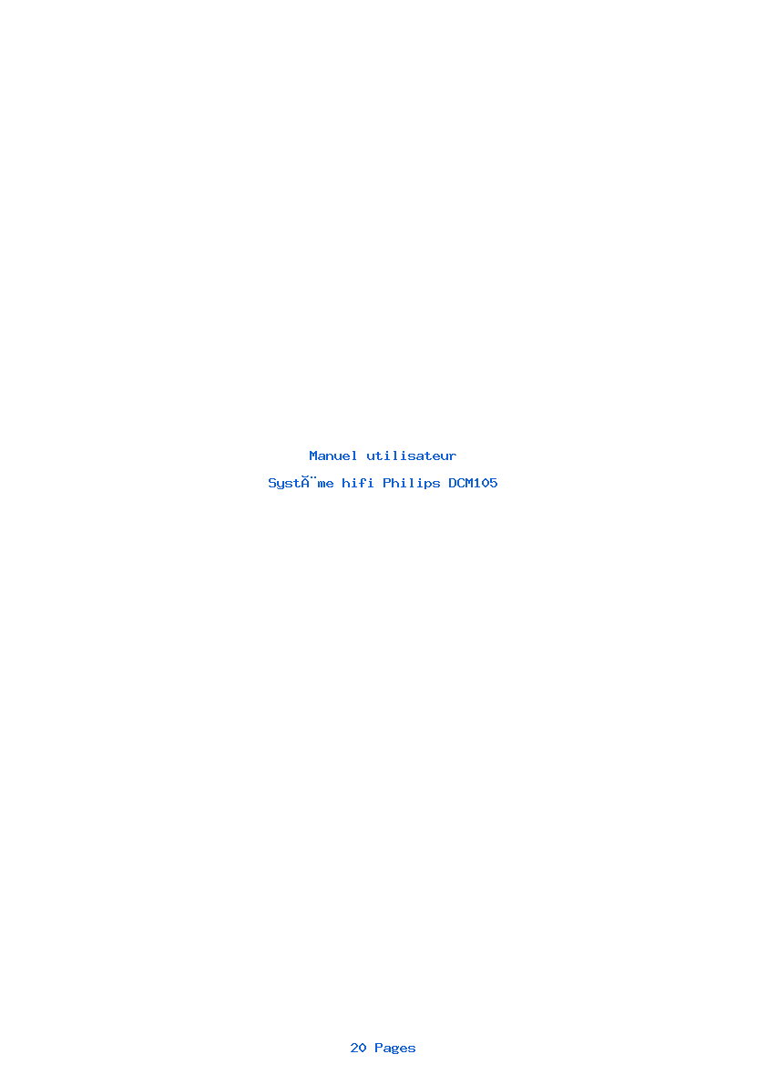Page 1 de la notice Manuel utilisateur Philips DCM105