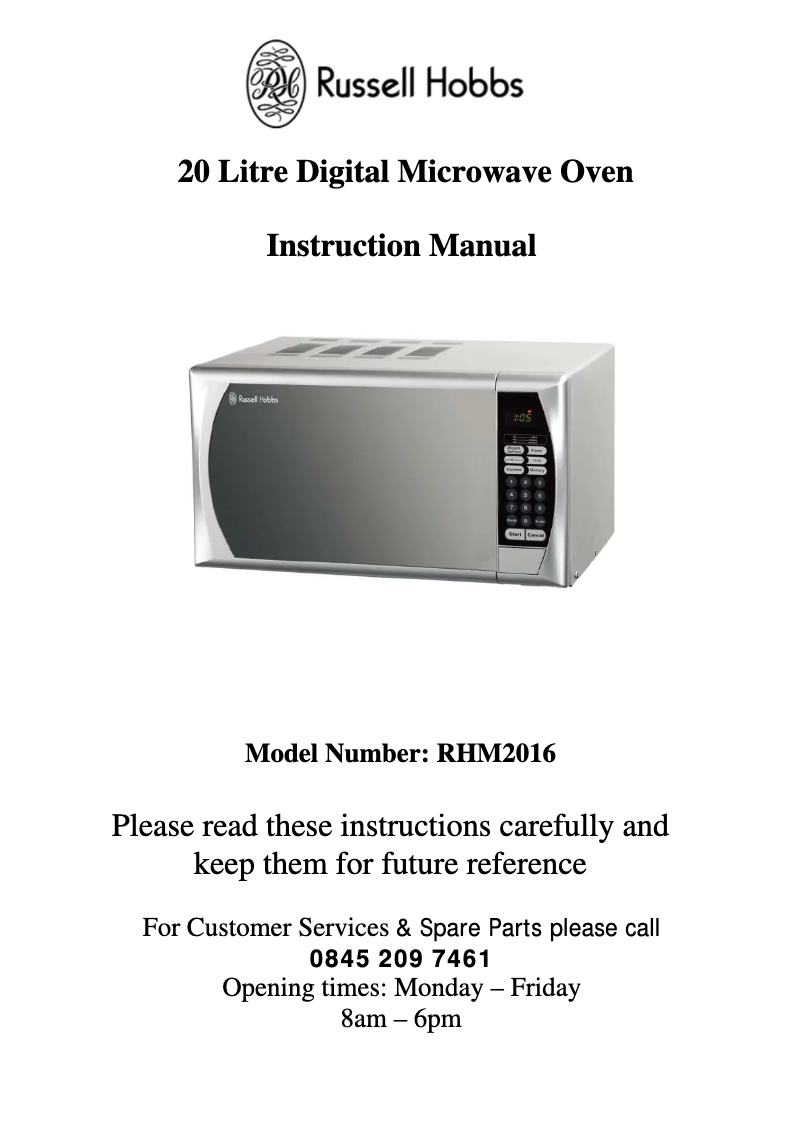 Page 1 de la notice Manuel utilisateur Russell Hobbs RHM2016