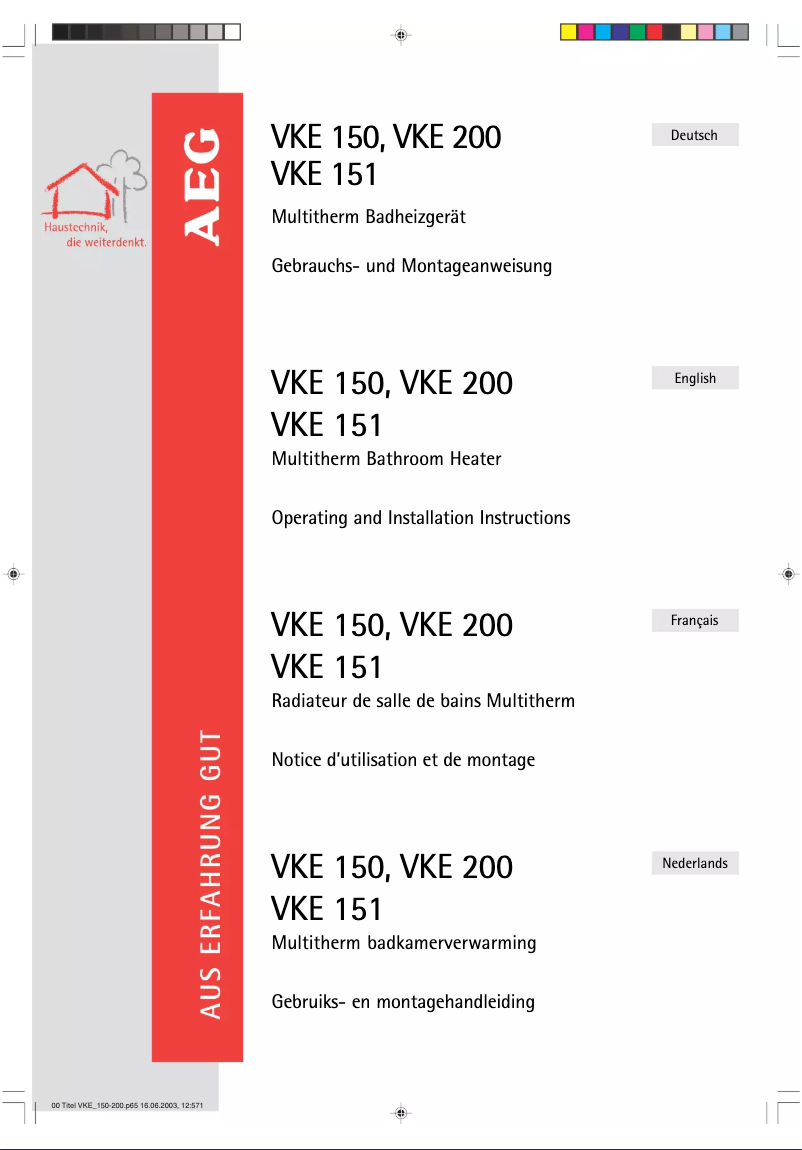 Página 1 del manual Manual de usuario AEG VKE 150