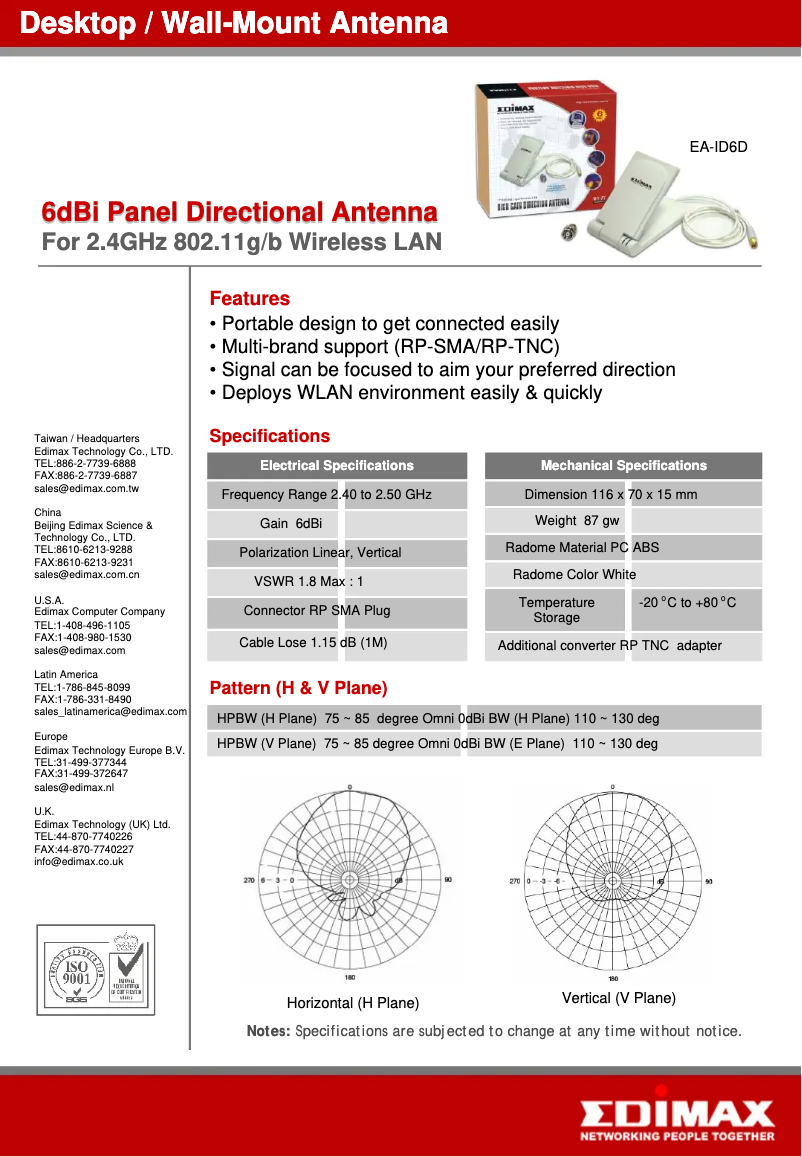 Page 1 de la notice Manuel utilisateur Edimax EA-ID6D