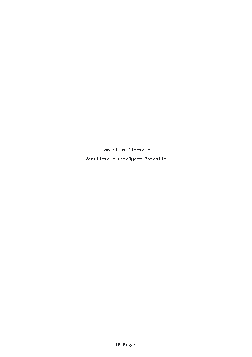 Page 1 de la notice Manuel utilisateur AireRyder Borealis