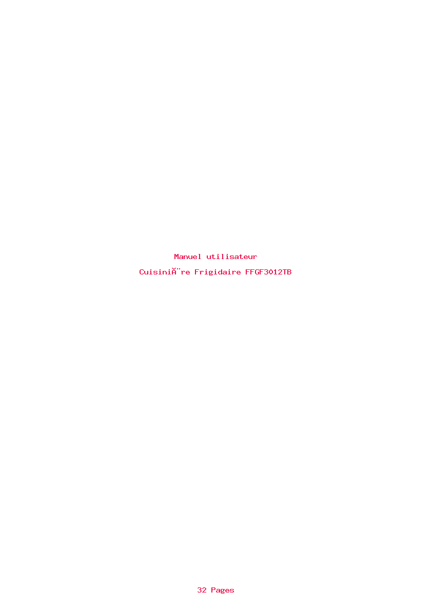 Page 1 de la notice Manuel utilisateur Frigidaire FFGF3012TB