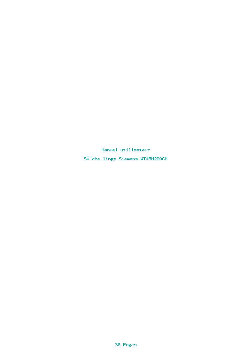 Page 1 de la notice Manuel utilisateur Siemens WT45H2D0CH