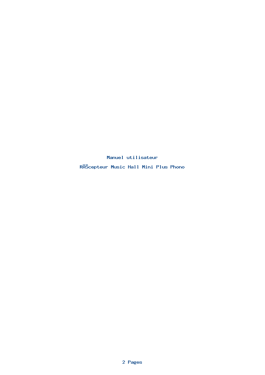 Image de la première page du manuel de l'appareil Mini Plus Phono