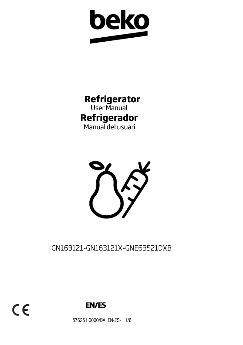 Page 1 de la notice Manuel utilisateur Beko GNE63521DXB