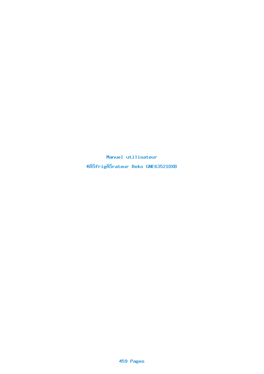 Page 1 de la notice Manuel utilisateur Beko GNE63521DXB