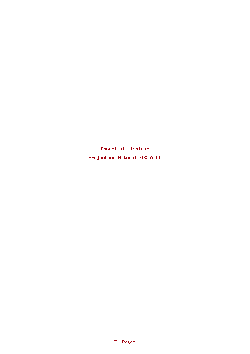 Page 1 de la notice Manuel utilisateur Hitachi ED0-A111