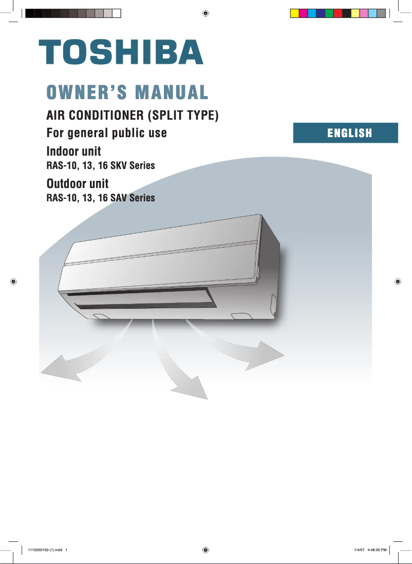Page 1 de la notice Manuel utilisateur Toshiba RAS-13SAV