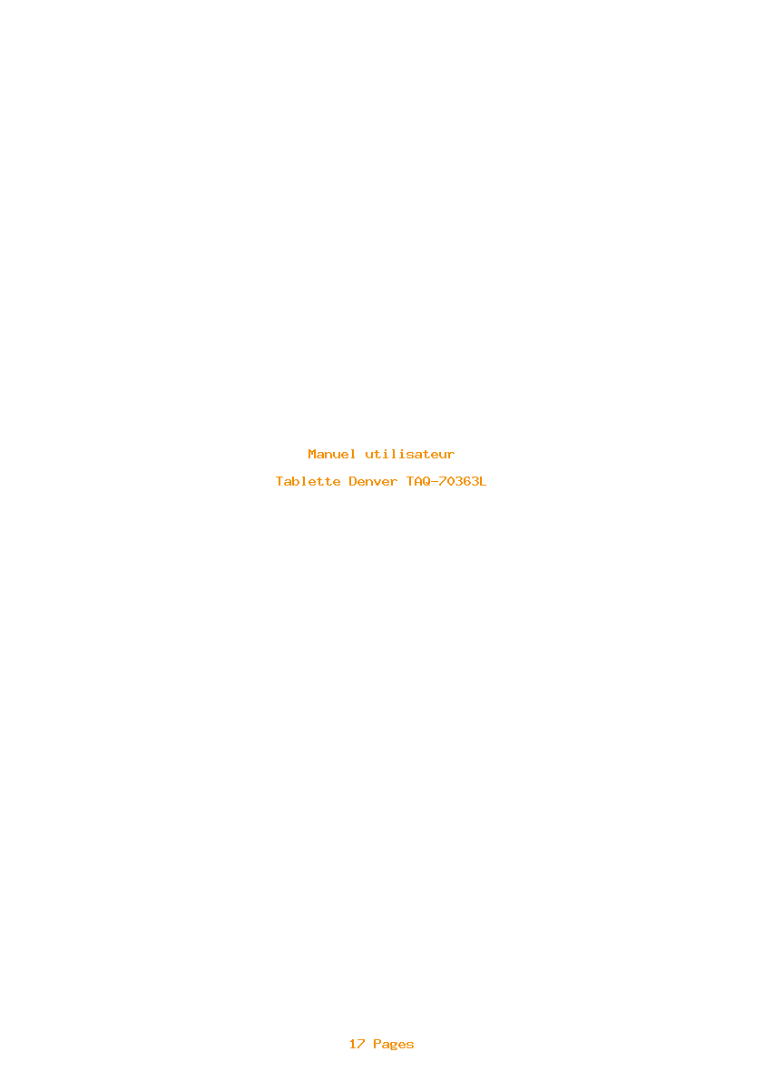 Page 1 de la notice Manuel utilisateur Denver TAQ-70363L