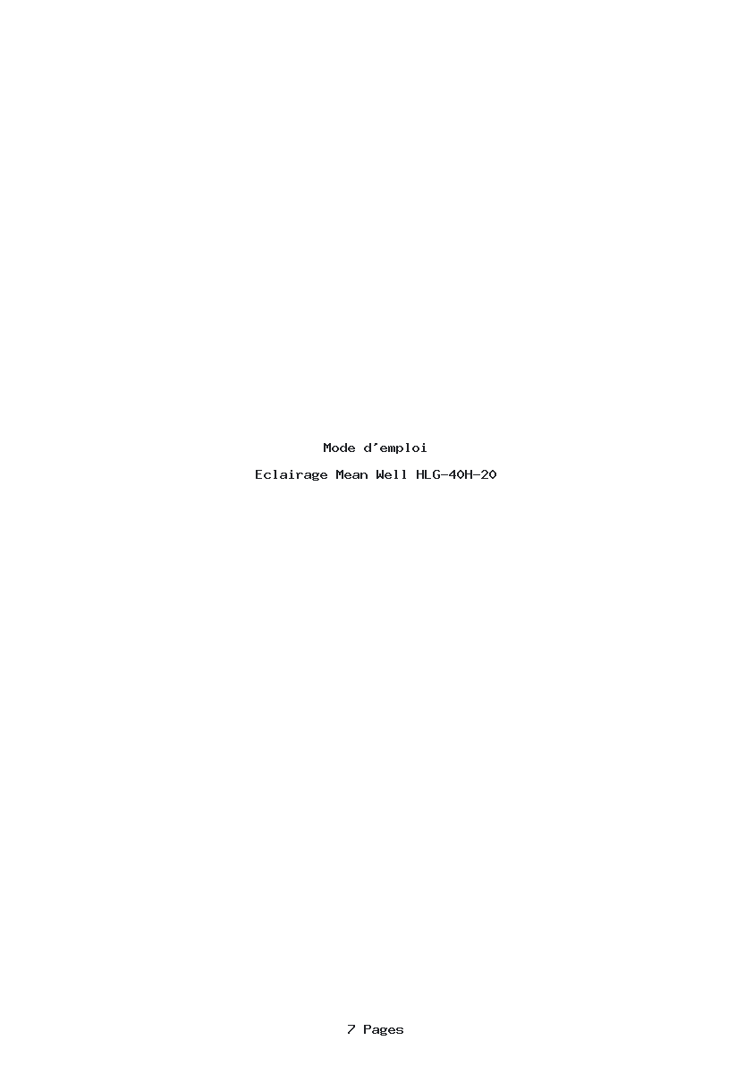 Page 1 de la notice Mode d'emploi Mean Well HLG-40H-20