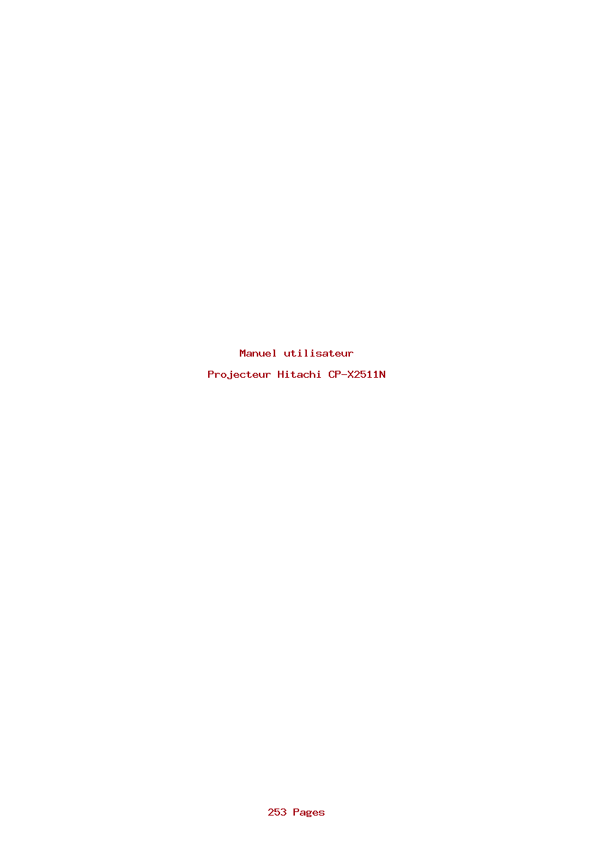 Page 1 de la notice Manuel utilisateur Hitachi CP-X2511N