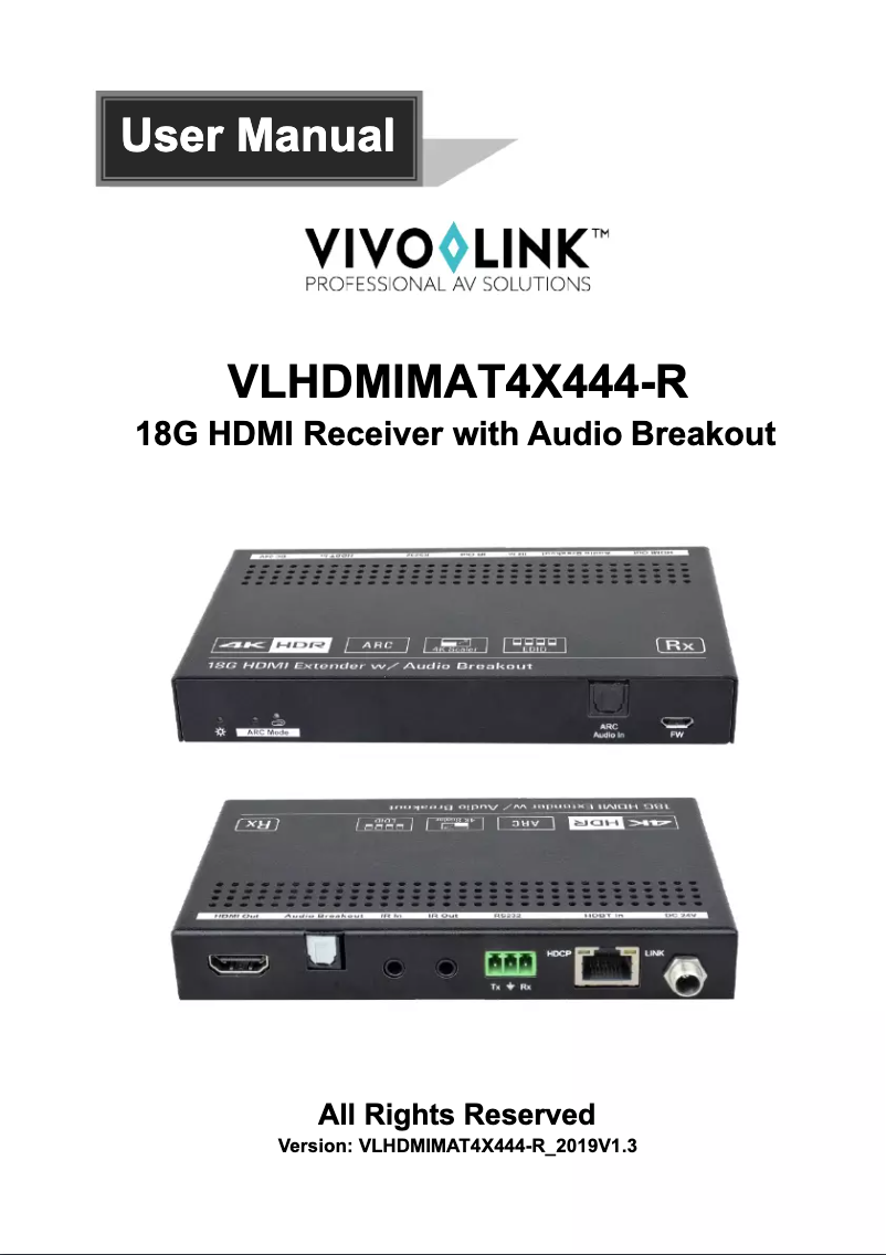 Page 1 de la notice Manuel utilisateur Vivolink VLHDMIMAT4X444-R
