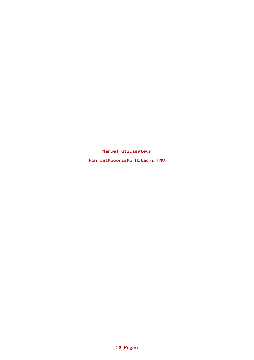 Page 1 de la notice Manuel utilisateur Hitachi FM8
