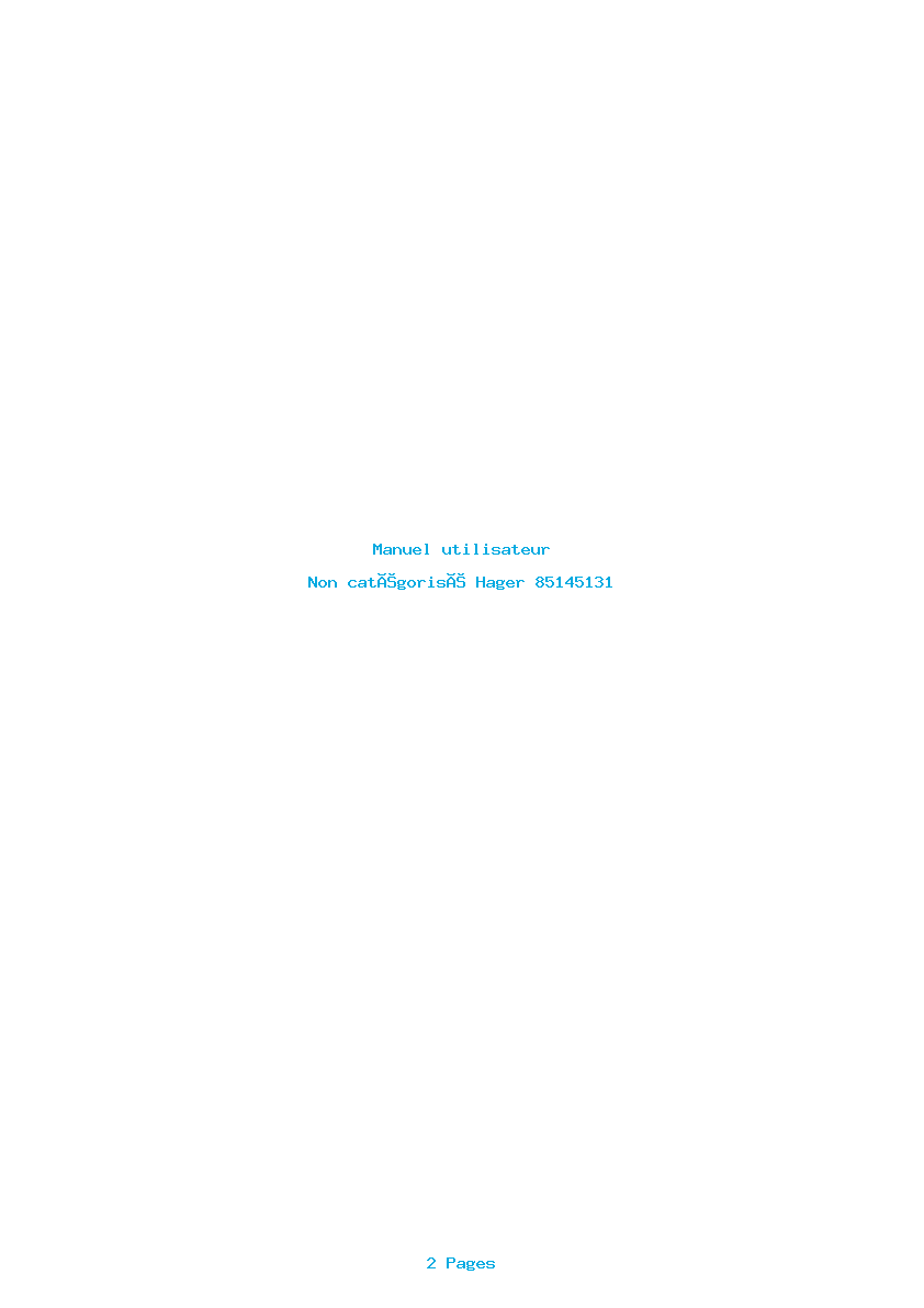 Page 1 de la notice Manuel utilisateur Hager 85145131