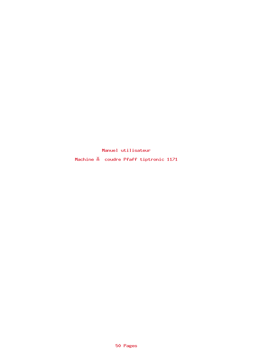 Page 1 de la notice Manuel utilisateur Pfaff tiptronic 1171