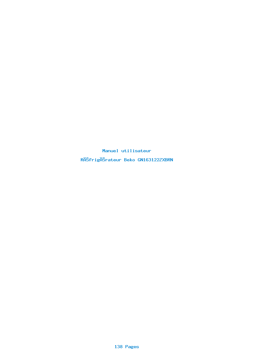 Page 1 de la notice Manuel utilisateur Beko GN163122ZXBRN