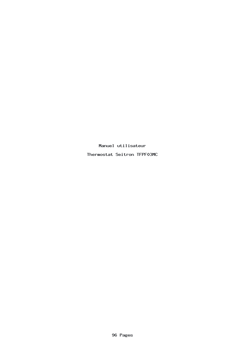Page 1 de la notice Manuel utilisateur Seitron TFPF03MC