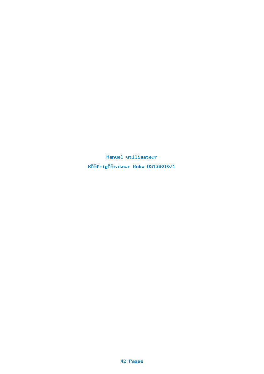 Page 1 de la notice Manuel utilisateur Beko DS136010/1
