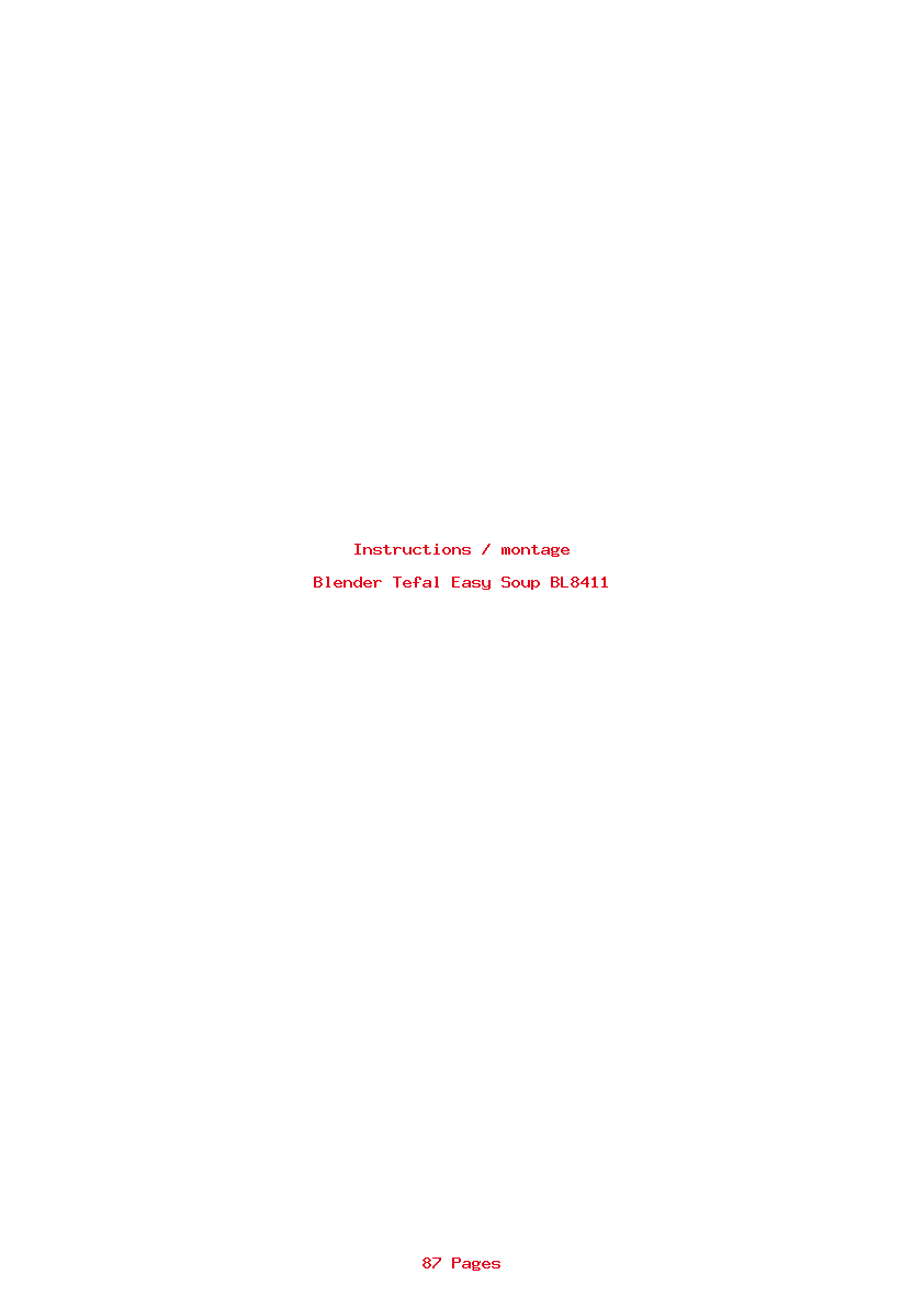Page 1 de la notice Instructions / montage Tefal Easy Soup BL8411