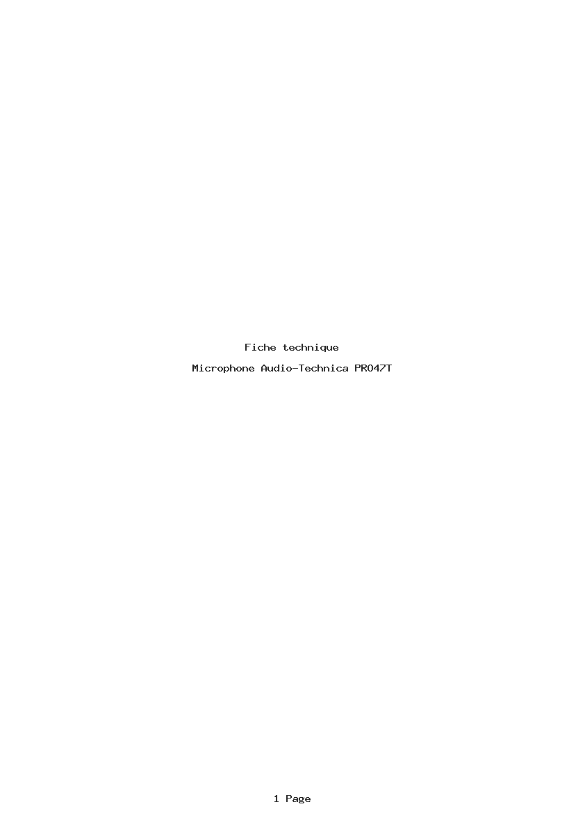 Page 1 de la notice Fiche technique Audio-Technica PRO47T