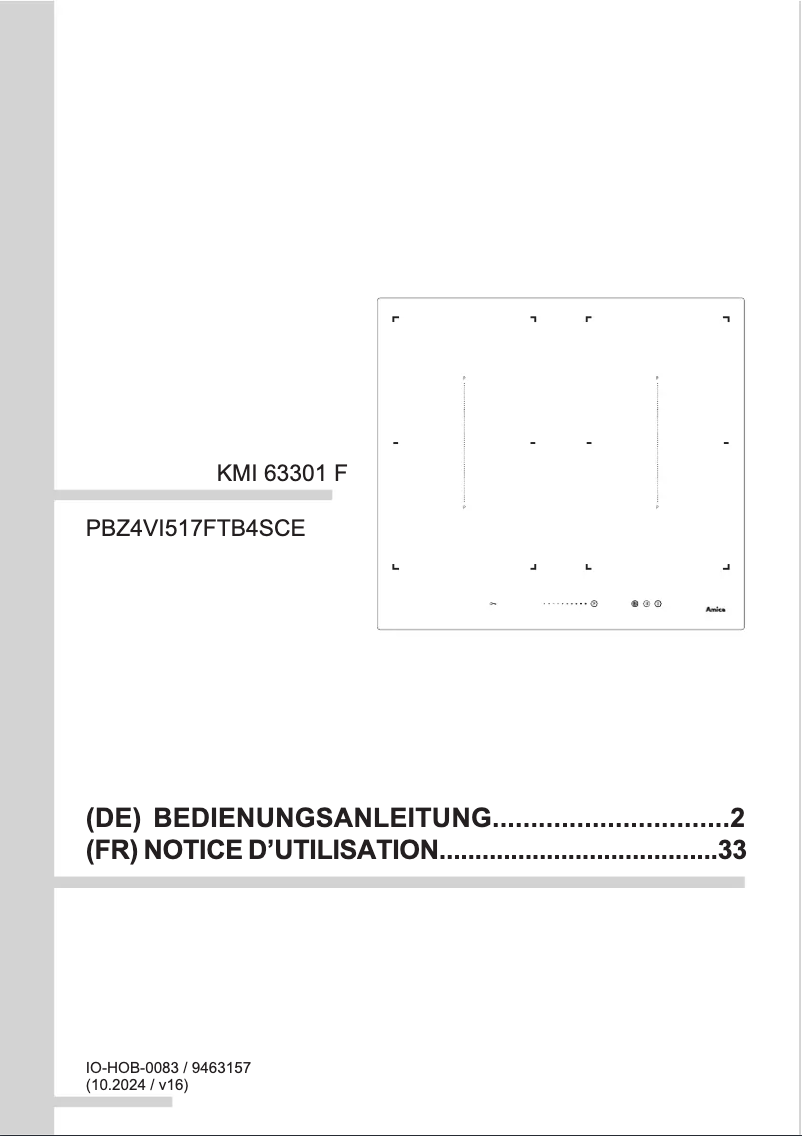 Page 1 de la notice Manuel utilisateur Amica IN 6544 ISTB