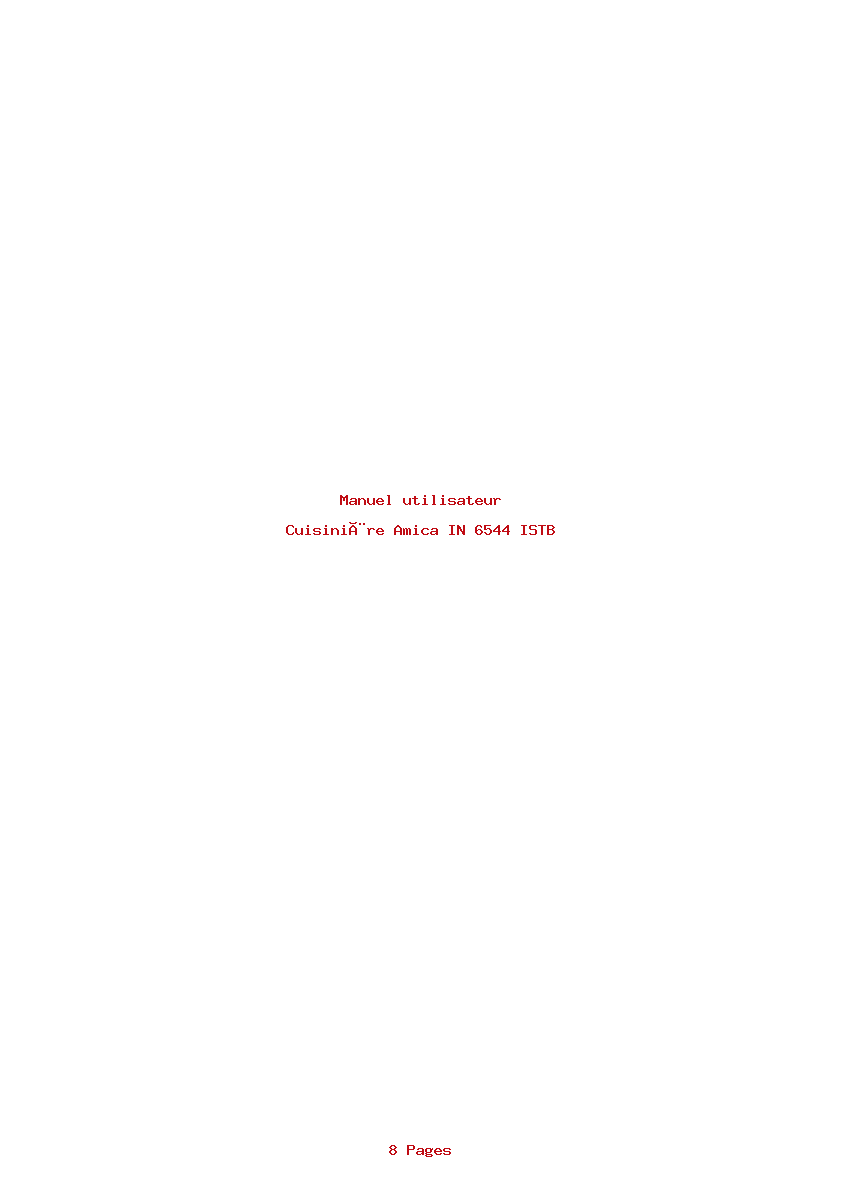 Page 1 de la notice Manuel utilisateur Amica IN 6544 ISTB