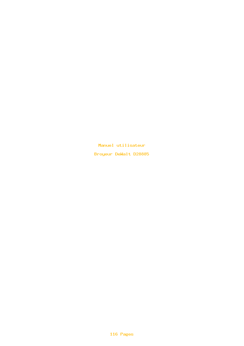 Page 1 de la notice Manuel utilisateur DeWalt D28885