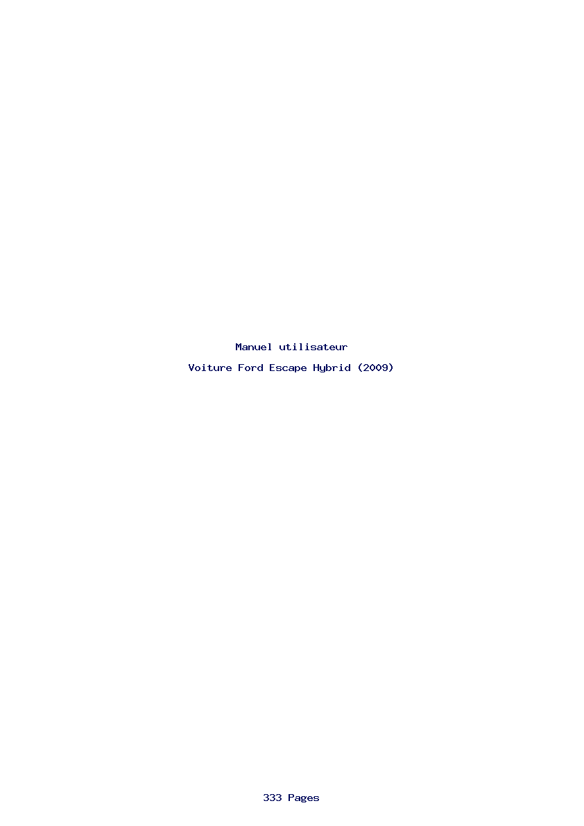 Page 1 de la notice Manuel utilisateur Ford Escape Hybrid (2009)