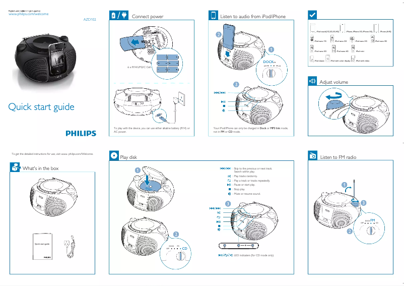 Página 1 del manual Guía de inicio rápido Philips AZD102